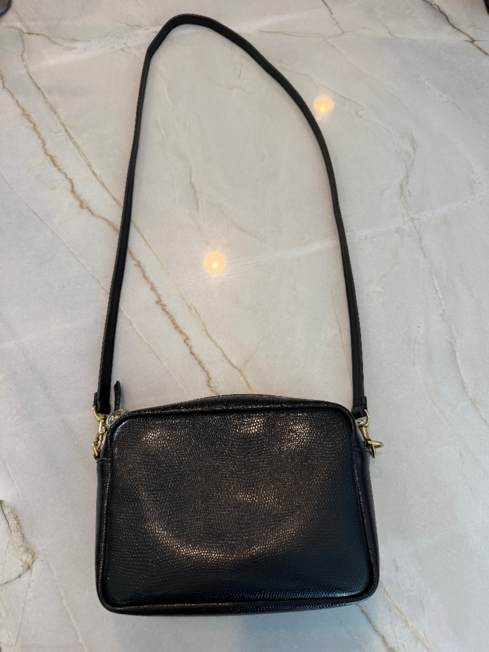 Clare V midi sac, black pebbled leather